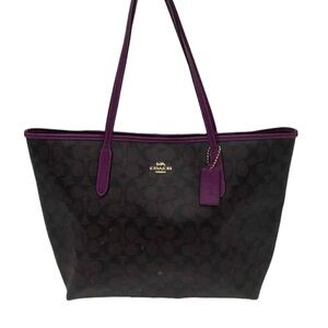 5900 Coach Signature Tote Bag - Brown and Purple 254365900